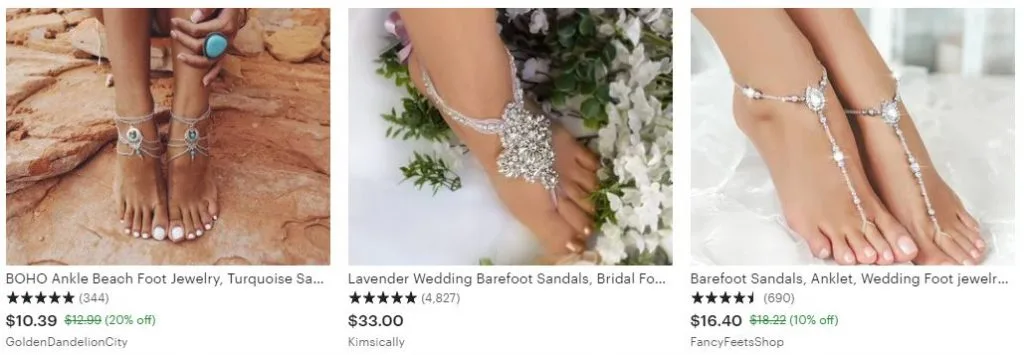 foot jewelry from Etsy