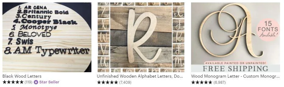 wood crafts that sell letters and numers