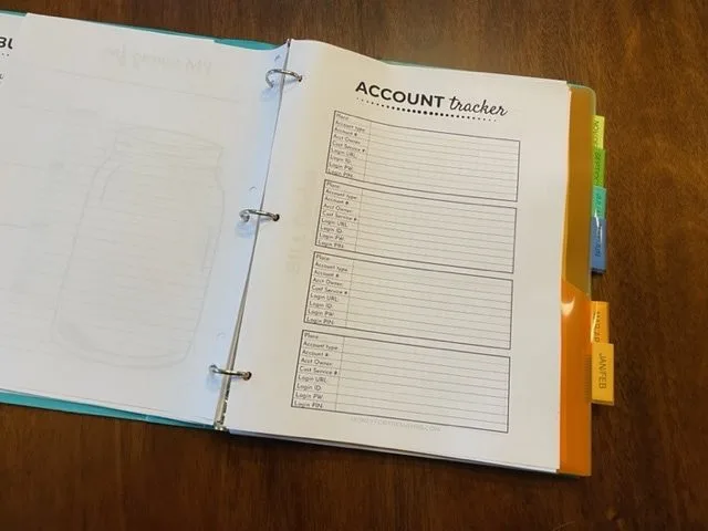 how to make a budget binder account tracker printable