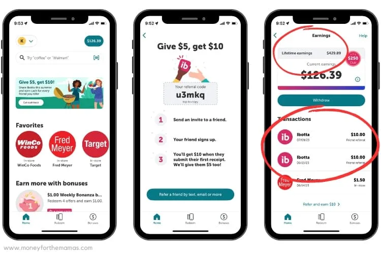 ibotta refer a friend earnings
